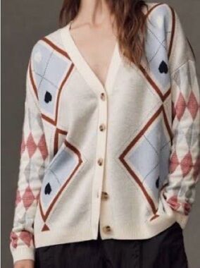Maeve Argyle Hardware Cardigan, Size M